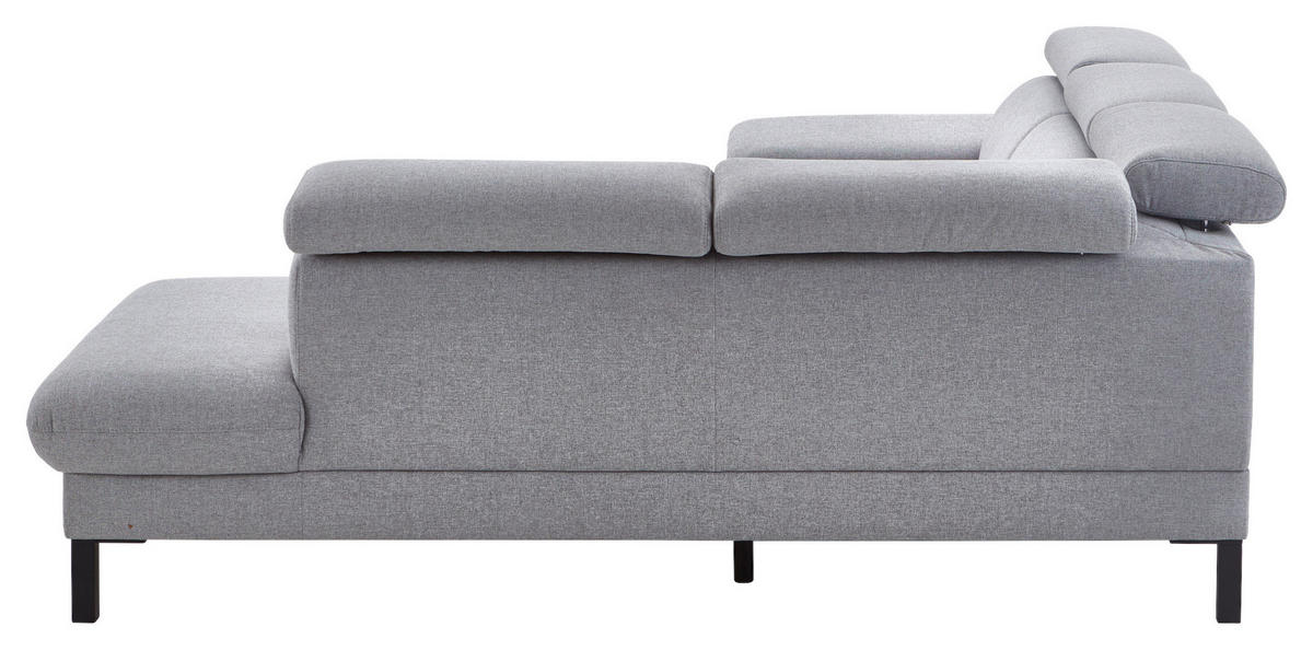 ECKSOFA inkl. Funktionen 830 Hellgrau Flachgewebe  - Hellgrau/Schwarz, Design, Textil/Metall (272/217cm) - Pure Home Comfort