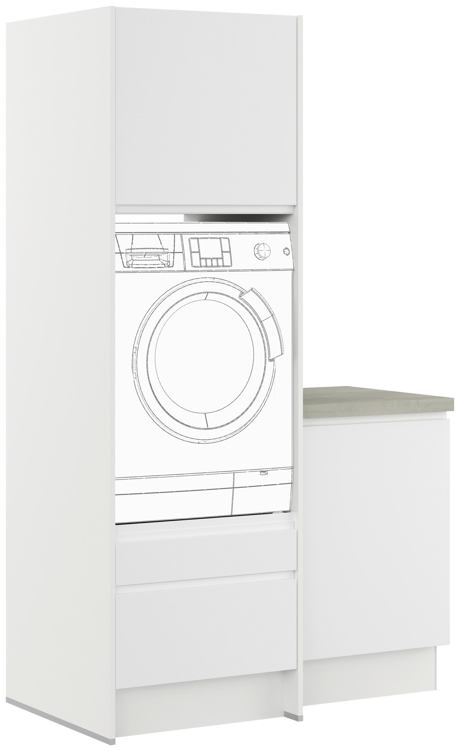 WASCHMASCHINENSCHRANK 123/206,2/58 cm Weiss  - Weiss, Basics, Holzwerkstoff (123/206,2/58cm) - Impuls