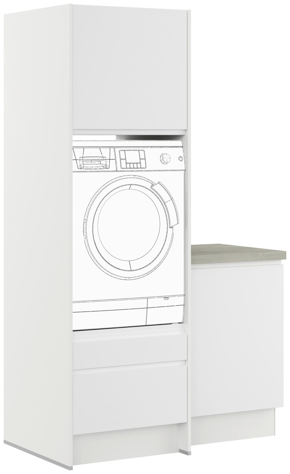 WASCHMASCHINENSCHRANK 123/206,2/58 cm Weiss  - Weiss, Basics, Holzwerkstoff (123/206,2/58cm) - Impuls