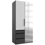 DREHTÜRENSCHRANK  in Graphitfarben, Weiß  - Schwarz/Graphitfarben, KONVENTIONELL, Holzwerkstoff/Metall (100/216/58cm) - Hom`in