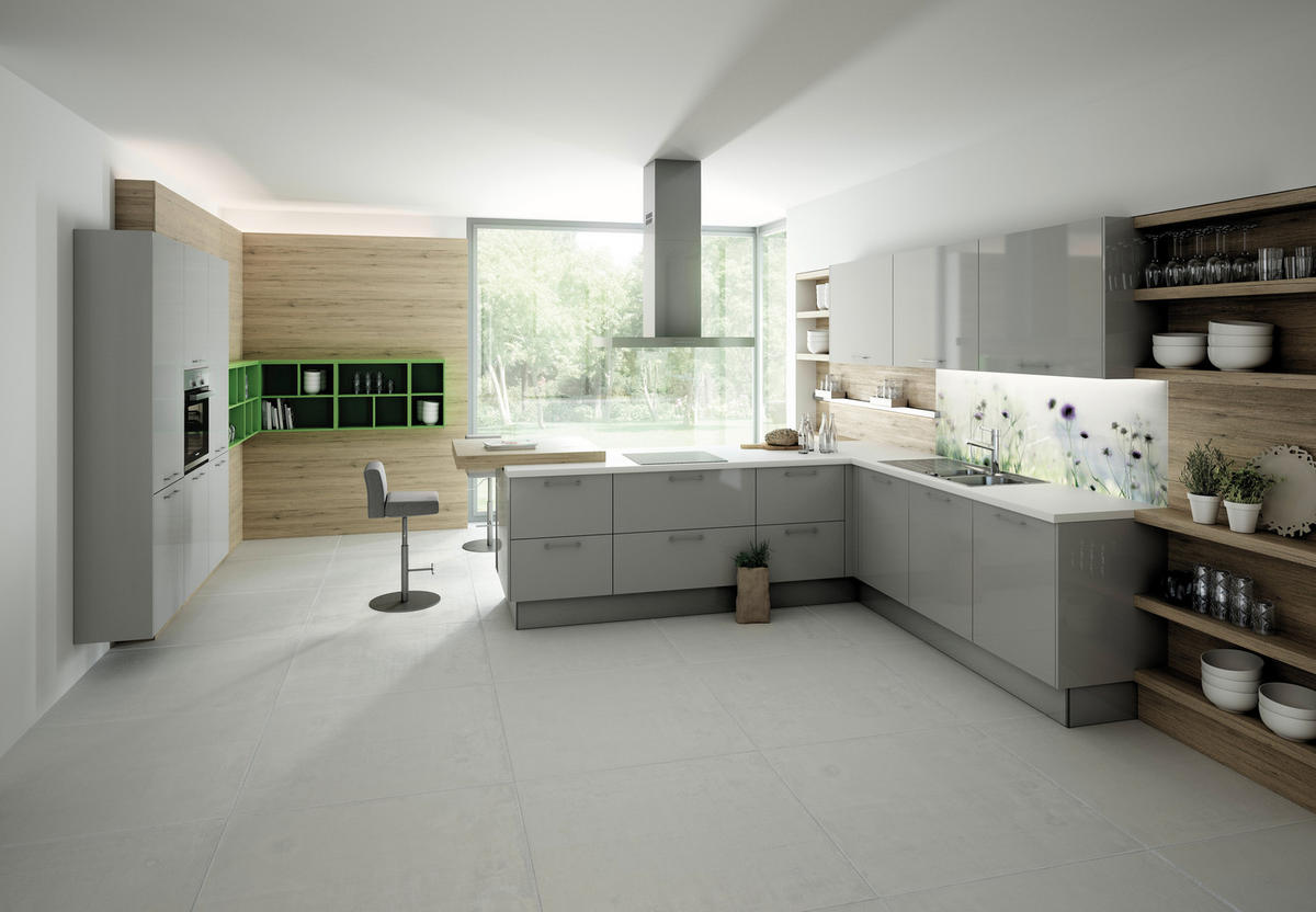 BUCĂTĂRIE LA COMANDĂ   - gri, Design, material pe bază de lemn - Moderano