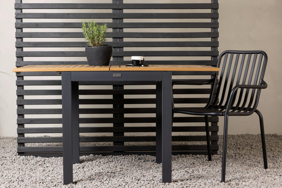 BALKONTISCH Holz, Metall Braun, Schwarz  - Schwarz/Braun, KONVENTIONELL, Holz/Metall (70/70/75cm) - Gardenson