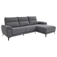 ECKSOFA Dunkelgrau Webstoff Rücken echt, Relaxfunktion  - Chromfarben/Dunkelgrau, Design, Textil/Metall (272/168cm) - Carryhome