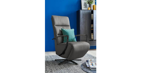 RELAXSESSEL in Leder Grau  - Schwarz/Grau, Design, Leder/Metall (64/112/80cm) - Cantus