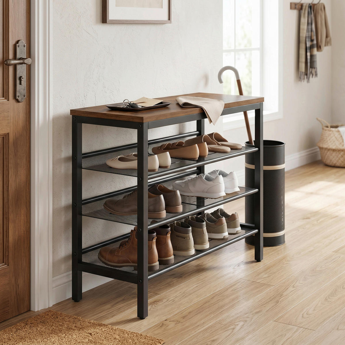 GARDEROBENBANK  in 75/50/28 cm  - Dunkelbraun/Schwarz, Trend, Metall (75/50/28cm) - Boxxx