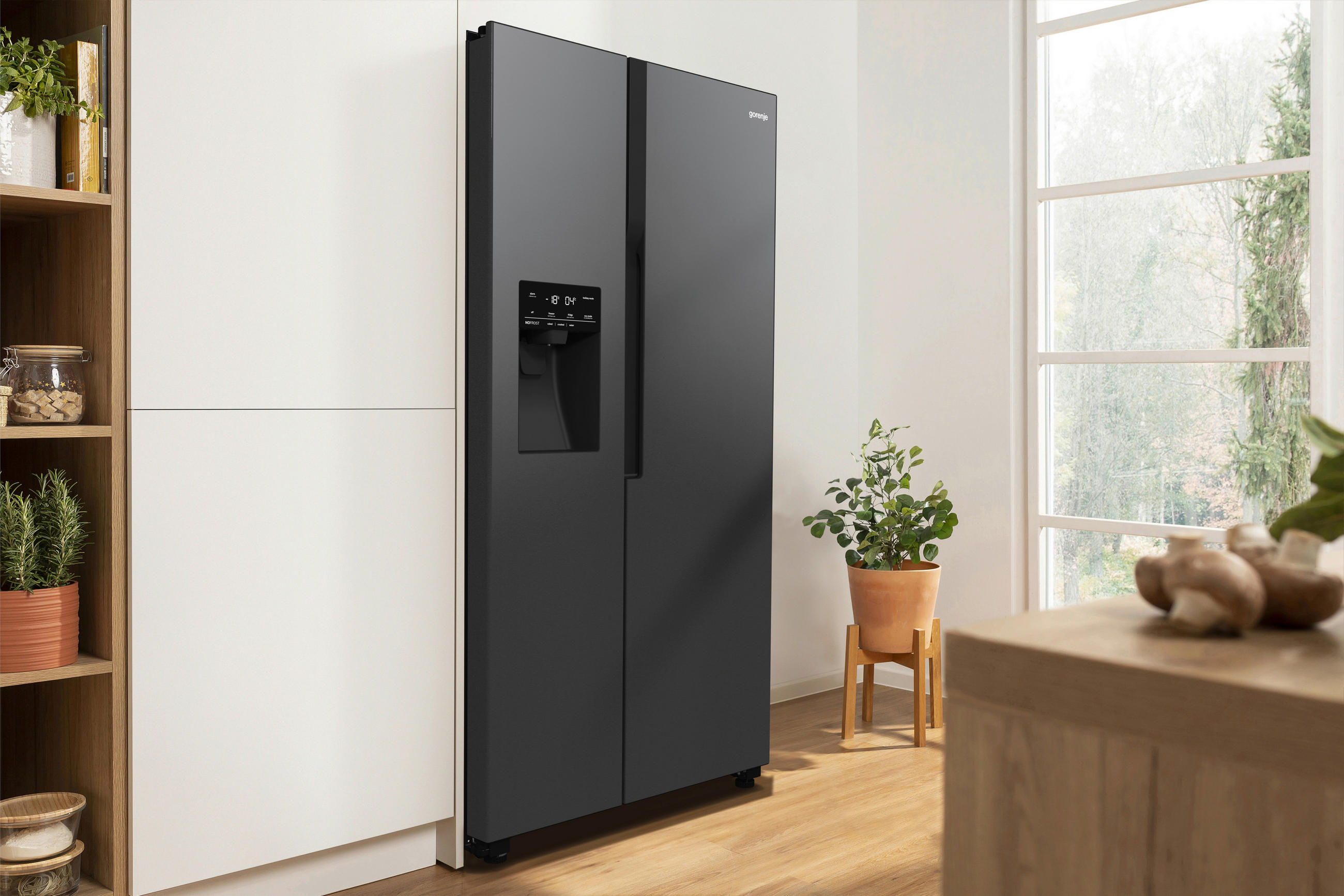 SIDE-BY-SIDE 91,5/178,6/69,8 cm NRR9185ESBXL  - Schwarz, Basics, Glas/Kunststoff (91,5/178,6/69,8cm) - Gorenje