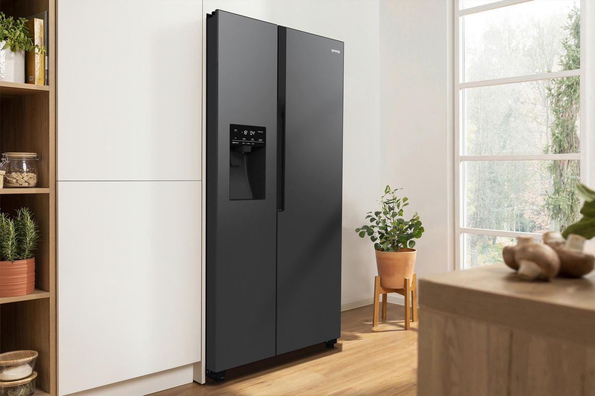 SIDE-BY-SIDE 91,5/178,6/69,8 cm NRR9185ESBXL  - Schwarz, Basics, Glas/Kunststoff (91,5/178,6/69,8cm) - Gorenje