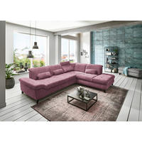 ECKSOFA in Webstoff Rot  319/260 cm  - Chromfarben/Rot, Design, Textil/Metall (319/260cm) - Beldomo Style