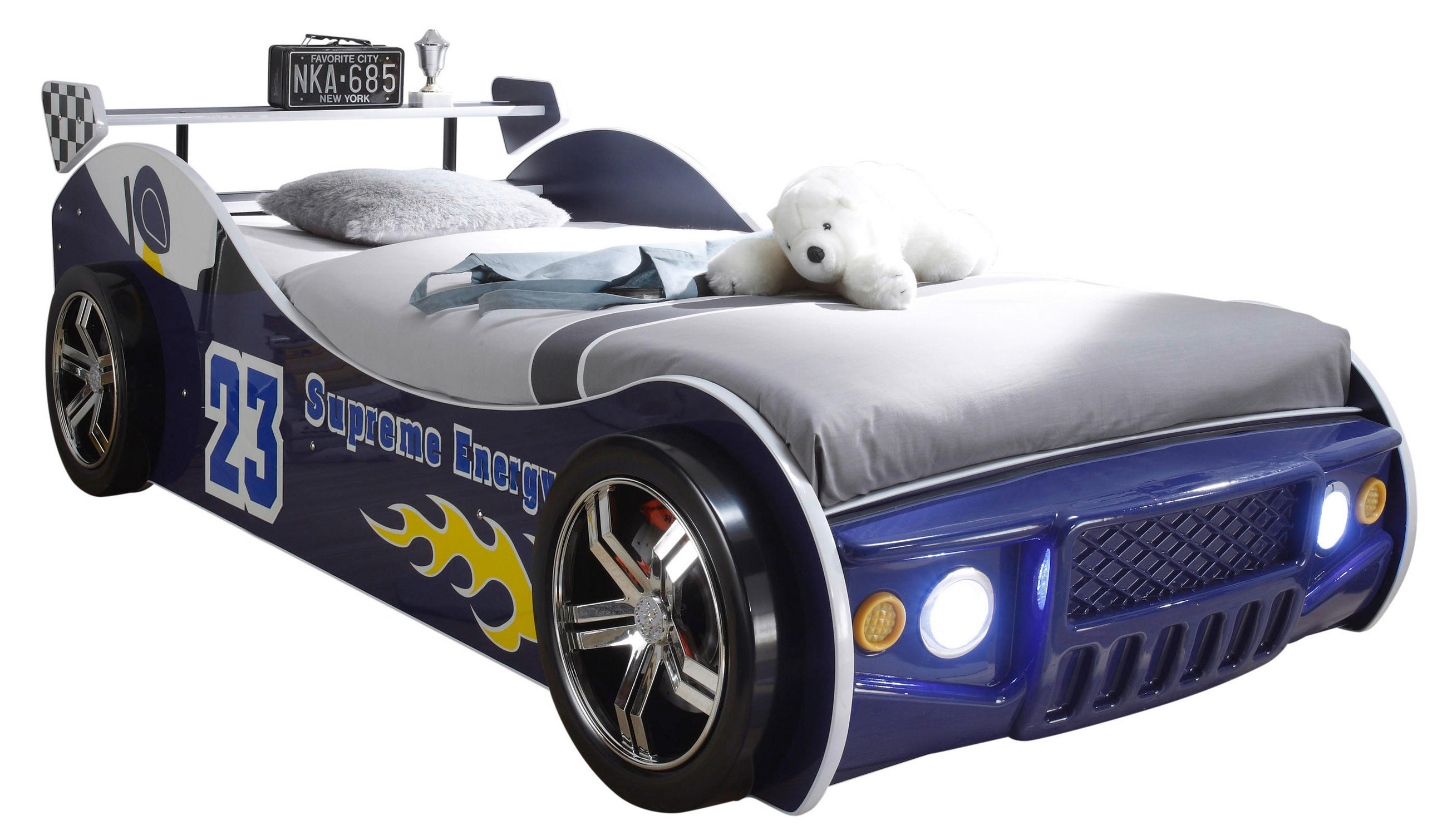 Autobett Energy Rennwagen 90x200 Cm Blau + Beleuchtung