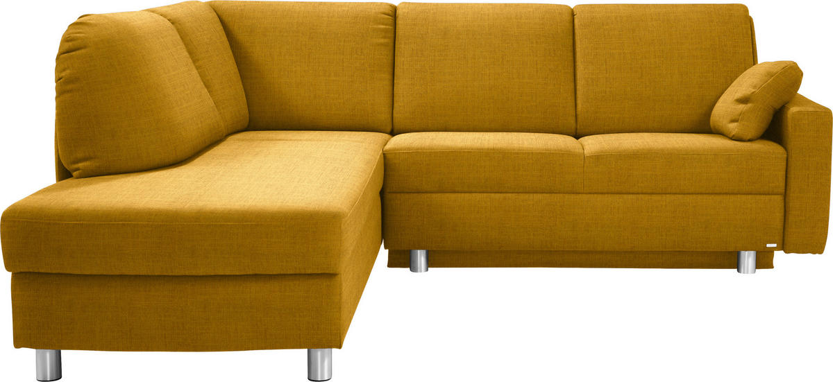 ECKSOFA in Chenille Gelb  208/227 cm  - Gelb/Alufarben, KONVENTIONELL, Textil/Metall (208/227cm) - Sedda