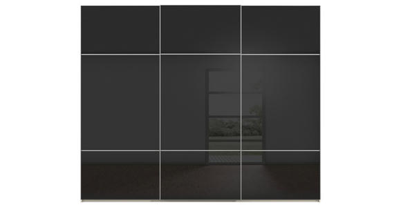 SCHWEBETÜRENSCHRANK 301/223/68 cm 3-türig Schwarz, Champagner  - Champagner/Alufarben, KONVENTIONELL, Glas/Holzwerkstoff (301/223/68cm) - Novel