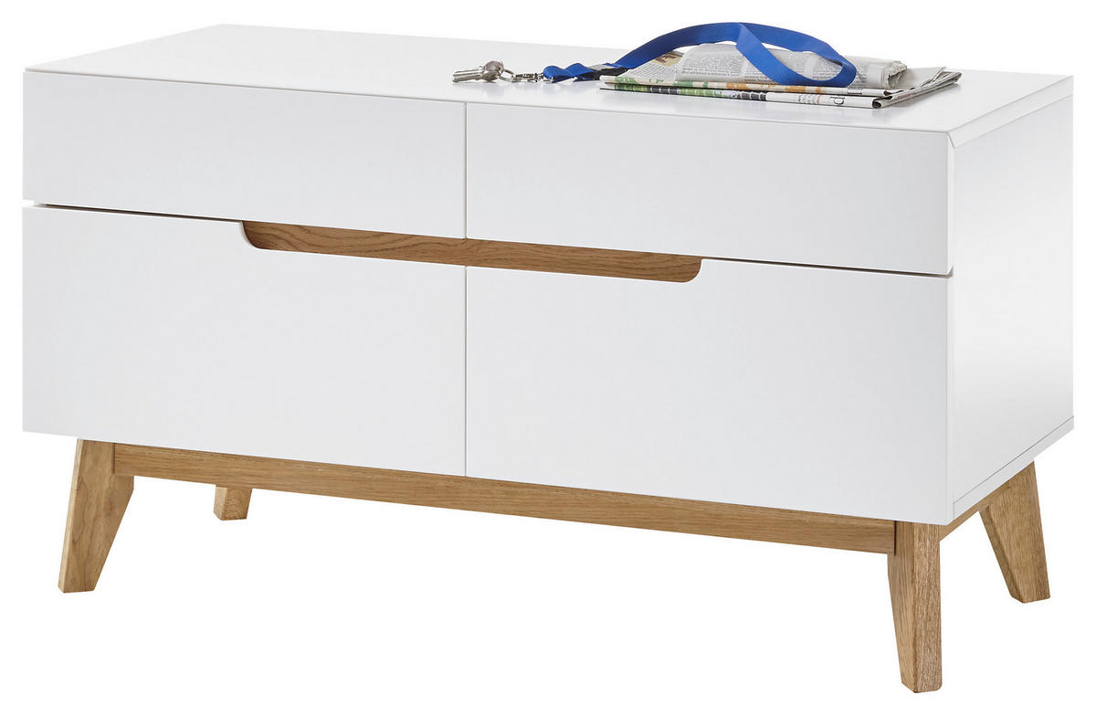 GARDEROBENBANK 97/53/40 cm  - Weiss/Eichefarben, Design, Holz/Holzwerkstoff (97/53/40cm)