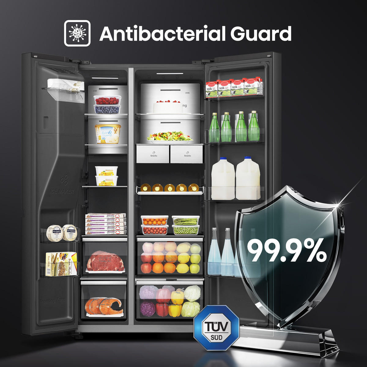 SIDE-BY-SIDE 91/179/73 cm RS9P628GPFE  - Schwarz, Trend (91/179/73cm) - Hisense