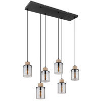 HÄNGELEUCHTE 62/18/120 cm    - Dunkelbraun/Schwarz, Design, Glas/Holz (62/18/120cm) - Globo