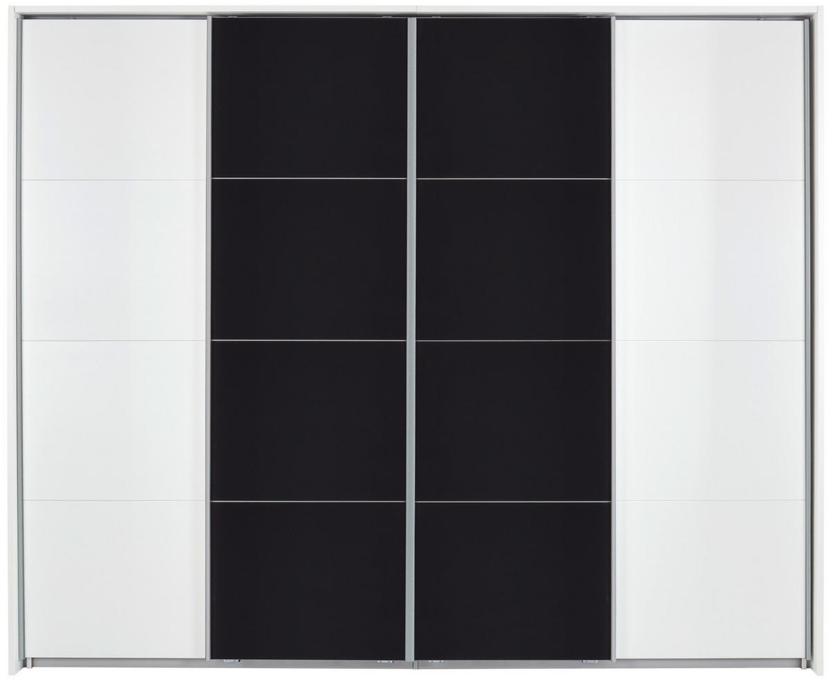 SCHIEBETÜRENSCHRANK 361/230/62 cm 4-türig Weiß  - Dunkelgrau/Alufarben, MODERN, Glas/Holzwerkstoff (361/230/62cm) - James Wood