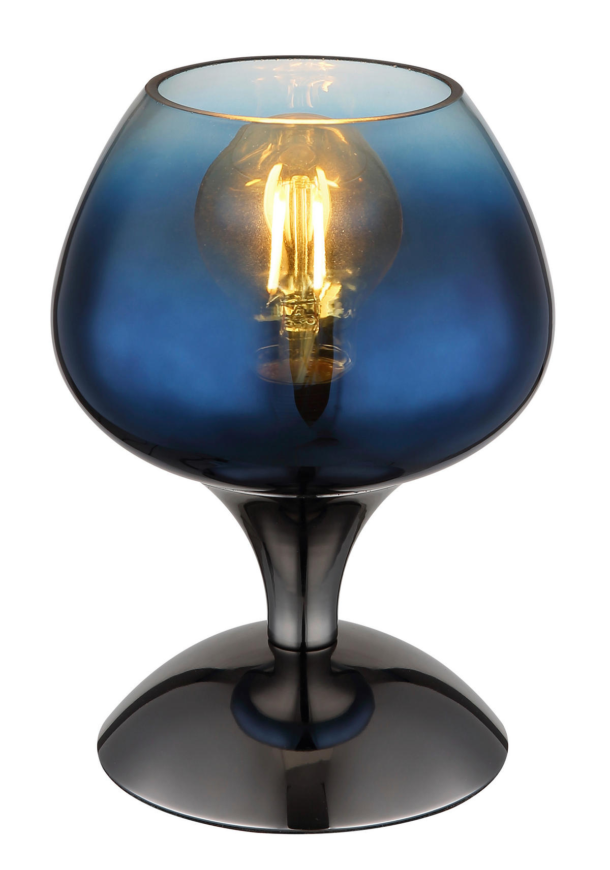 STOLNÍ LAMPA, E27, 15/20,5 cm  - modrá/čiré, Trend, kov/sklo (15/20,5cm) - Globo