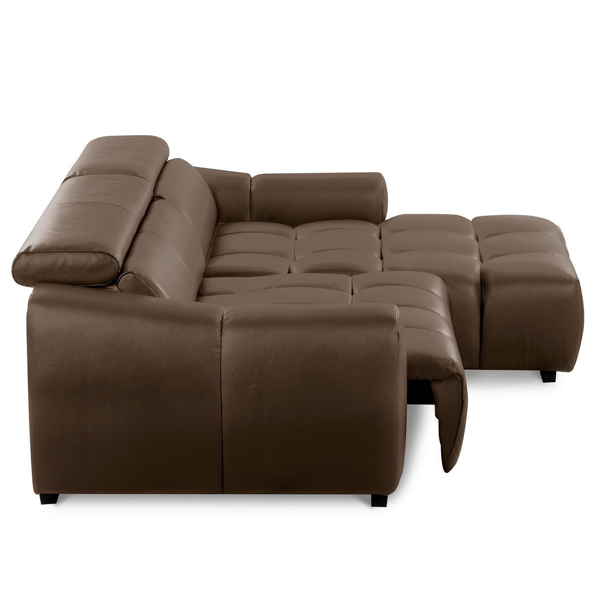ECKSOFA  Echtleder Braun  - Schwarz/Braun, Design, Leder/Kunststoff (274/177cm) - Livetastic