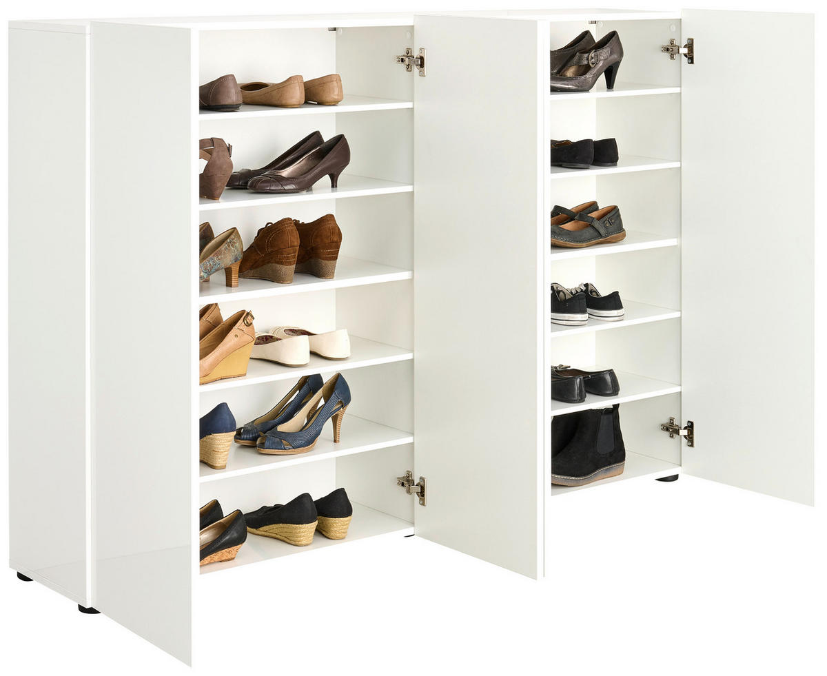 SCHUHSCHRANK Weiß  - Schwarz/Weiß, Design, Holzwerkstoff/Kunststoff (160/115/34cm) - home24
