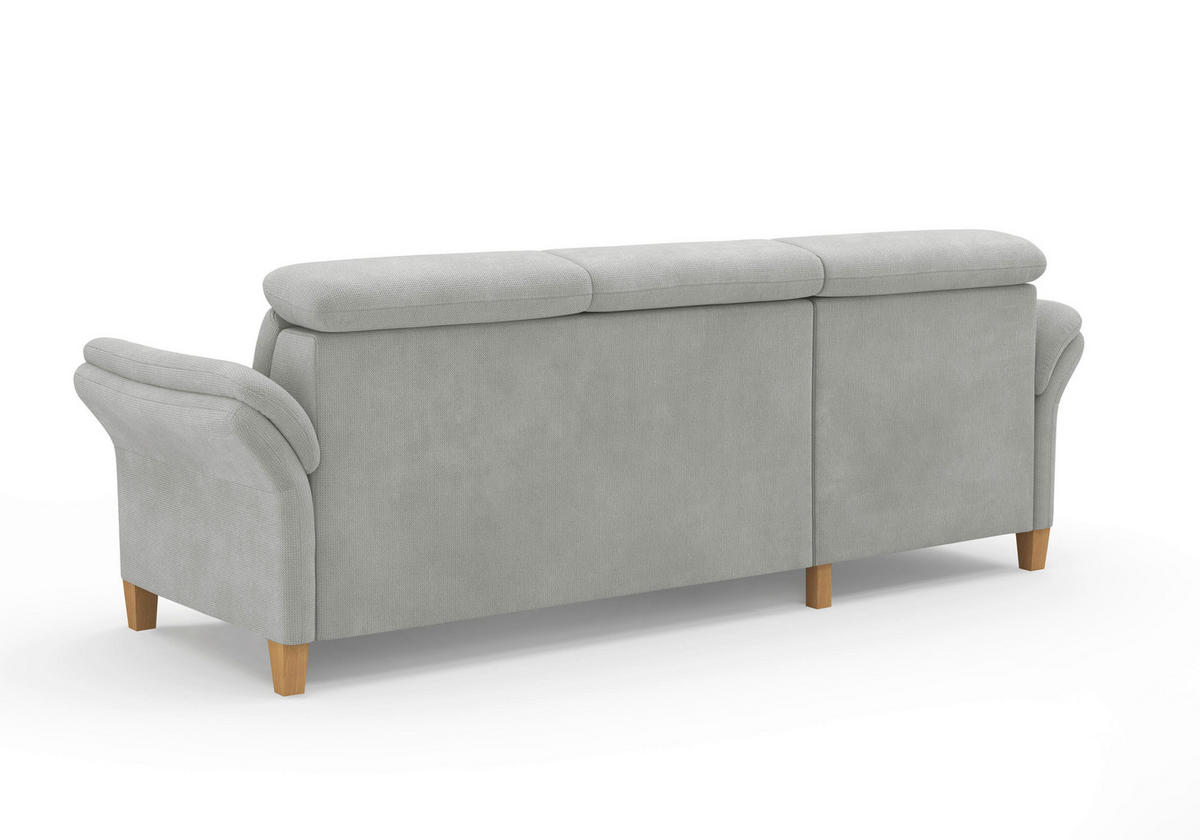 ECKSOFA GLENDALE E Silberfarben Flachgewebe  - Eichefarben/Silberfarben, KONVENTIONELL, Holz/Textil (166/253cm) - Sit & More