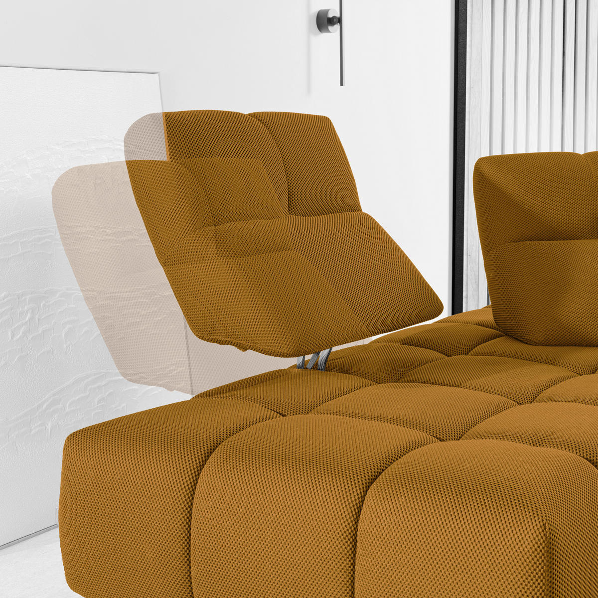 ECKSOFA in Struktur Senfgelb  233/313 cm  - Senfgelb/Schwarz, Design, Kunststoff/Textil (233/313cm) - Emilio Belluti