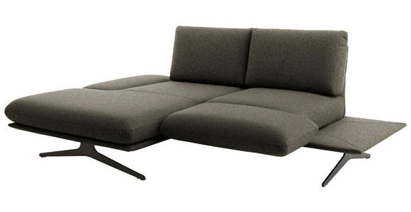 ECKSOFA  in Flachgewebe Braun Rücken echt, Armteilverstellung, Drehsitzfunktion  155/234 cm  - Schwarz/Braun, Design, Textil/Metall (155/234cm) - Dieter Knoll