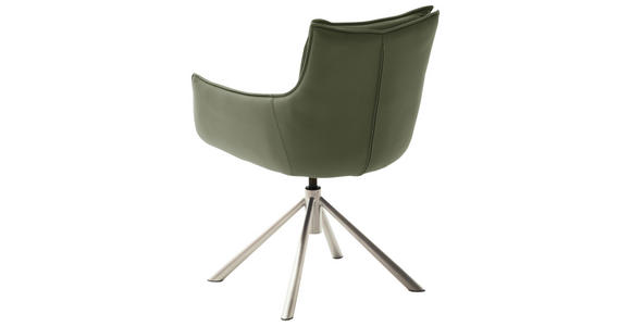 ARMLEHNSTUHL in Edelstahl beschichtet - Edelstahlfarben/Olivgrün, Design, Textil/Metall (60/90/65cm) - Novel