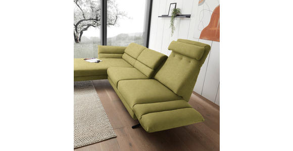 ECKSOFA Hellgrün Flachgewebe  - Schwarz/Hellgrün, Design, Textil/Metall (176-217/279-327cm) - Dieter Knoll