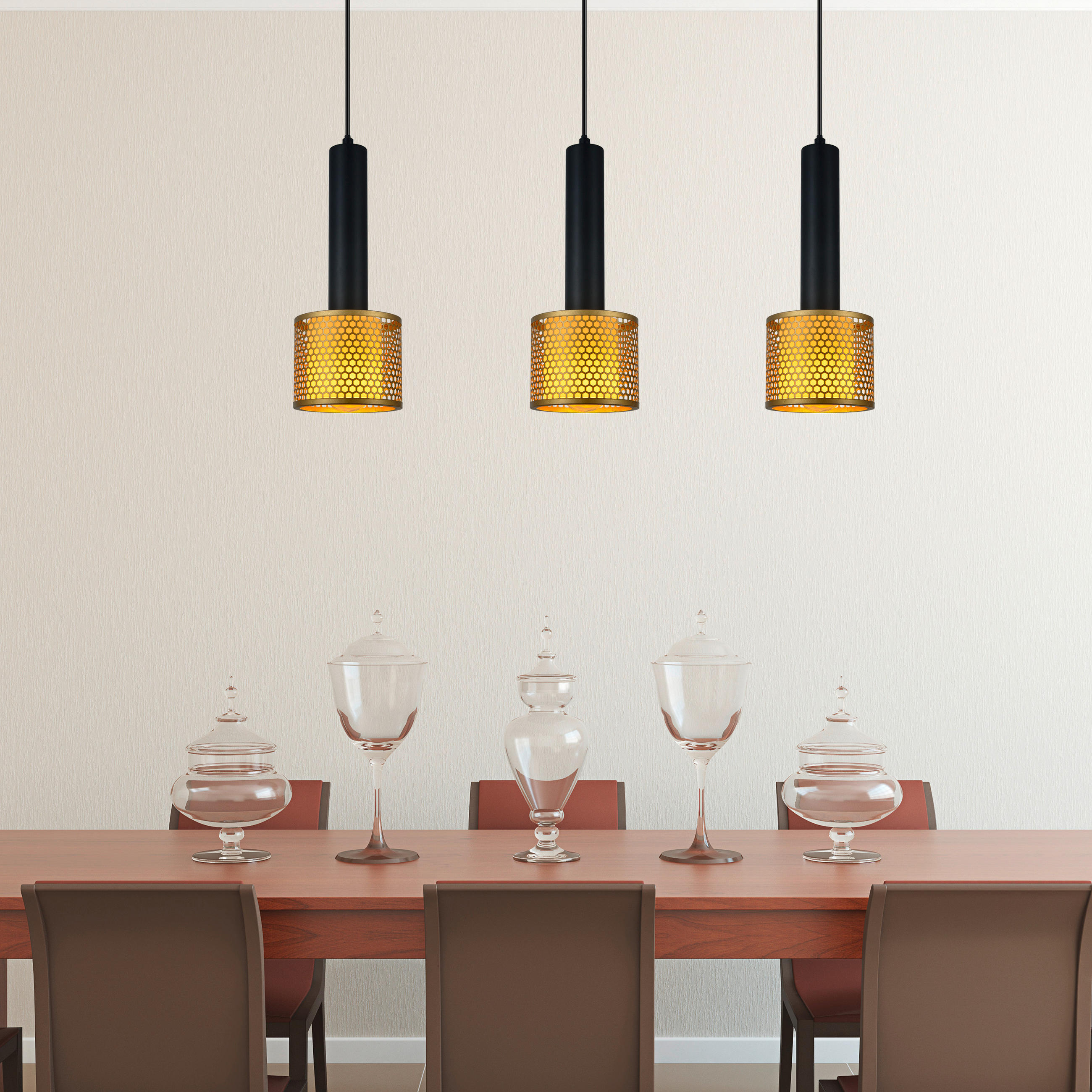 PENDELLEUCHTE    - Goldfarben, Design, Metall (150/56/12cm)