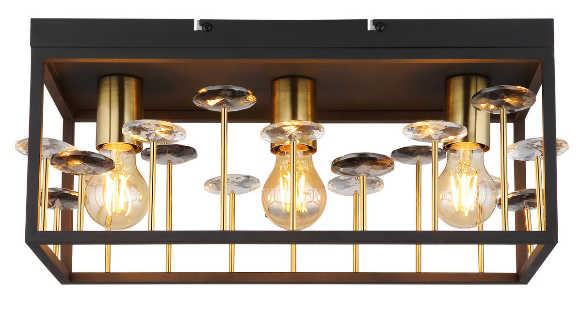 DECKENLEUCHTE    45/18/20 cm  - Klar/Goldfarben, Basics, Glas/Metall (45/18/20cm) - Globo