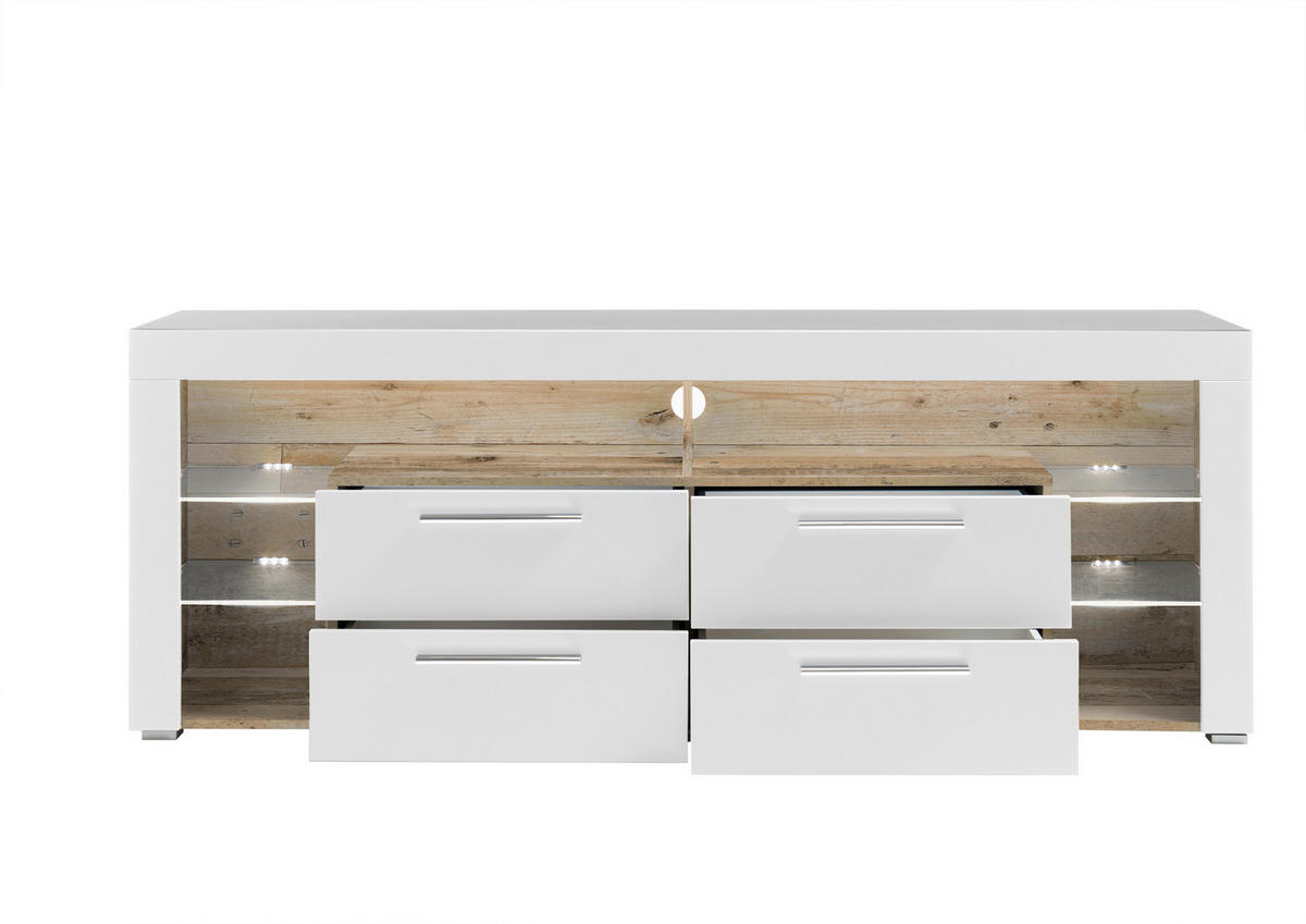 TV-BÄNK  i 179/66/44 cm  - vit/kromfärg, Modern (179/66/44cm) - Carryhome