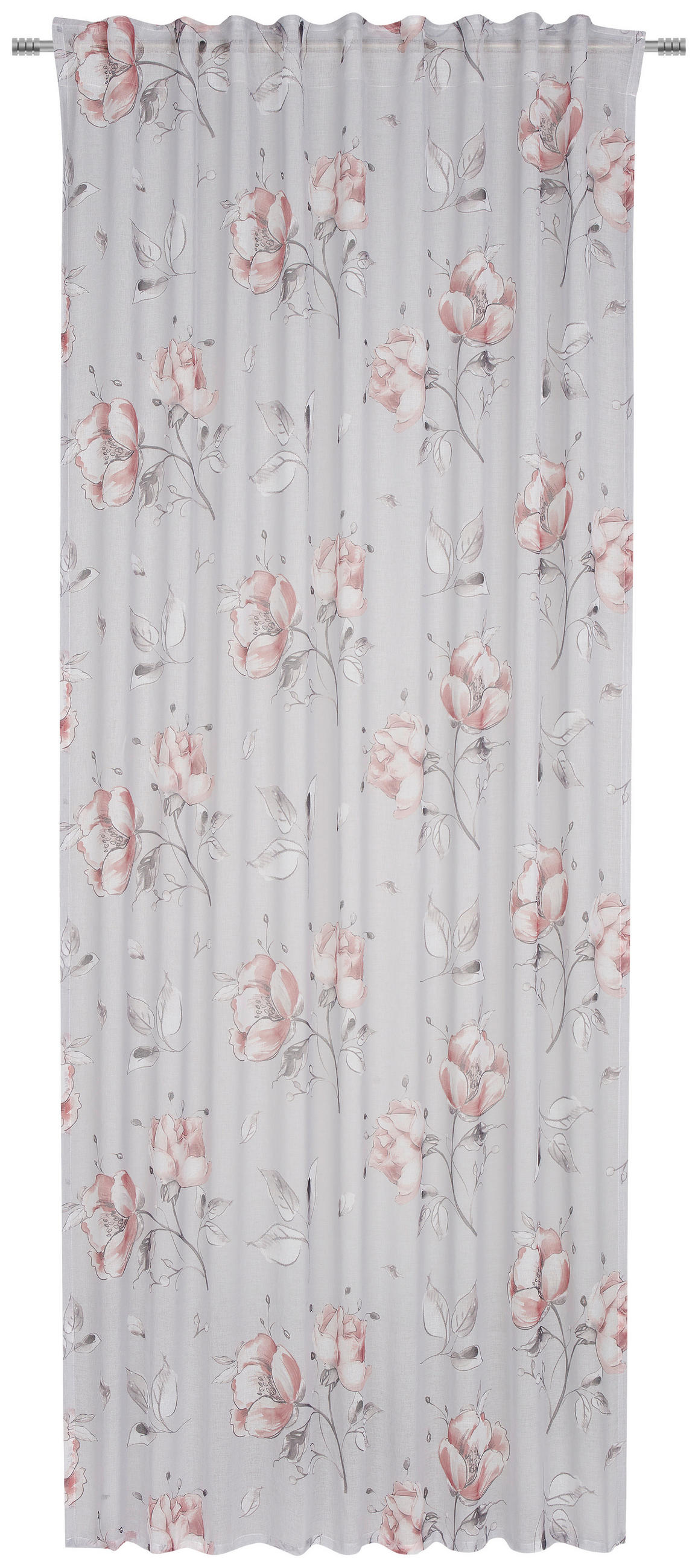 HOTOVÝ ZÁVES, priehľadné, 135/245 cm - pink/sivá, Design, textil (135/245cm) - Esposa