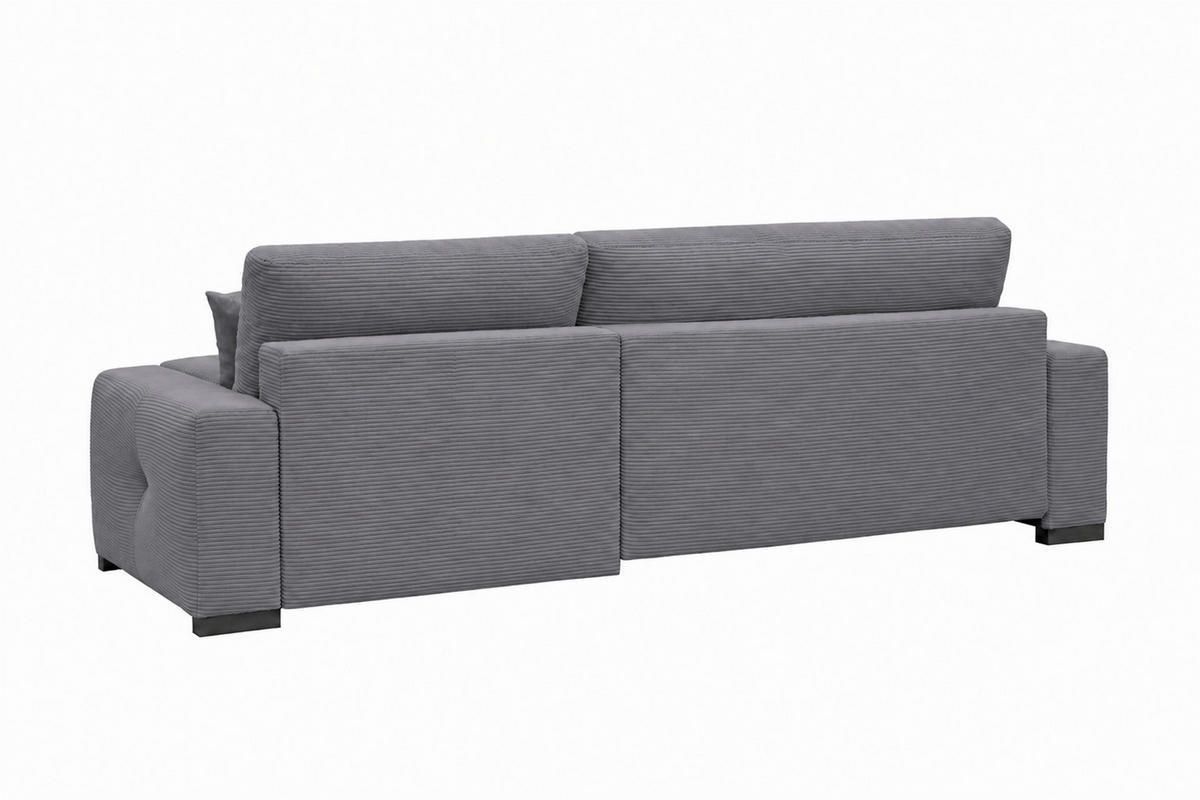 ECKSOFA  Cord Grau  - Schwarz/Grau, Basics, Holz/Holzwerkstoff (264/184cm) - MID.YOU