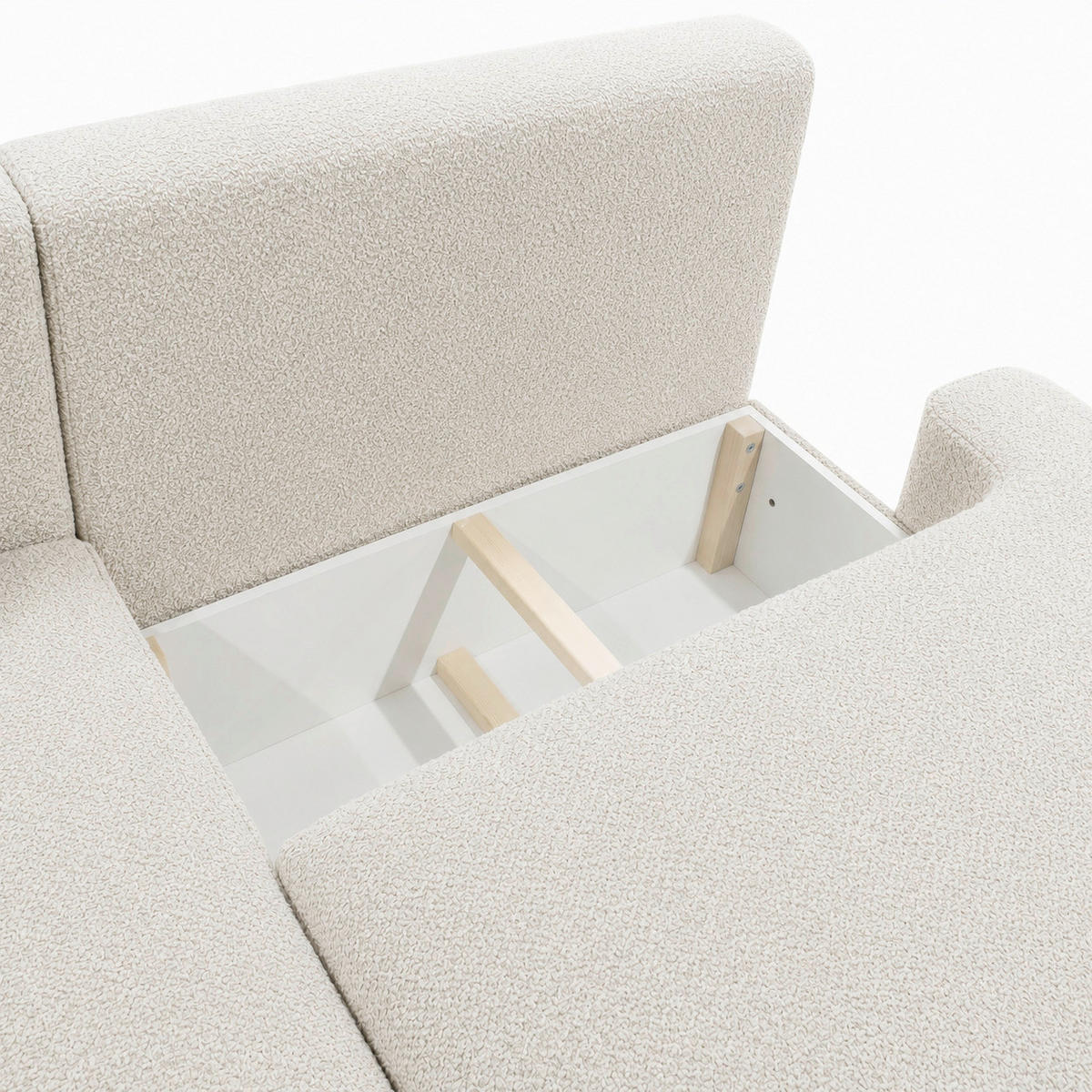 ECKSOFA FREDO Creme Bouclé  - Creme/Schwarz, Design, Kunststoff/Textil (150/233cm) - MID.YOU