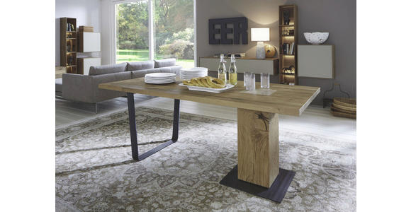 TV-ELEMENT Kerneiche massiv Eichefarben, Fango - Fango/Eichefarben, Design, Glas/Holz (223/52/49cm) - Valnatura