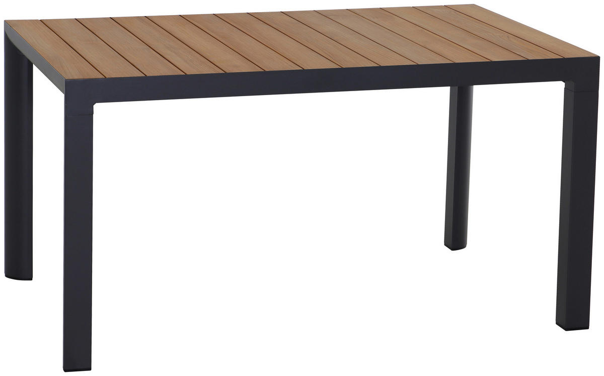 GARTENTISCH 140/90/74 cm Metall rechteckig  - Anthrazit/Teakfarben, Basics, Holz/Metall (140/90/74cm) - Siena Garden