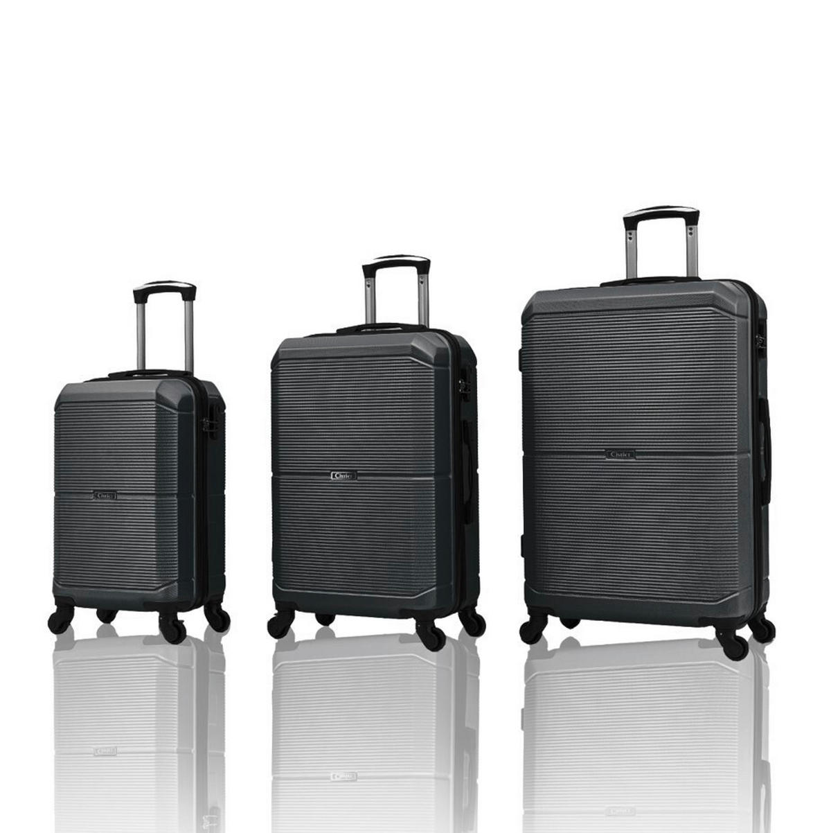 REISEKOFFERSET Anthrazit 3-teilig  - Anthrazit, Design, Kunststoff (48,5/76/30cm) - Novel