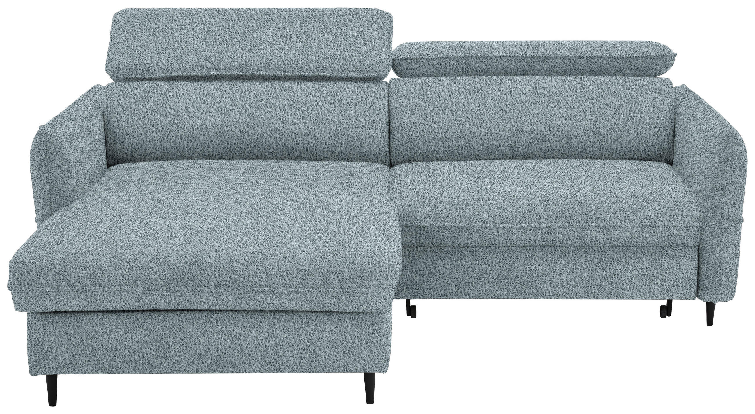 ECKSOFA inkl. Funktionen Graublau Flachgewebe Bettkasten, Schlaffunktion, Rücken echt, Kopfteilverstellung  - Graublau/Schwarz, Design, Holz/Textil (185/232cm) - Stylife