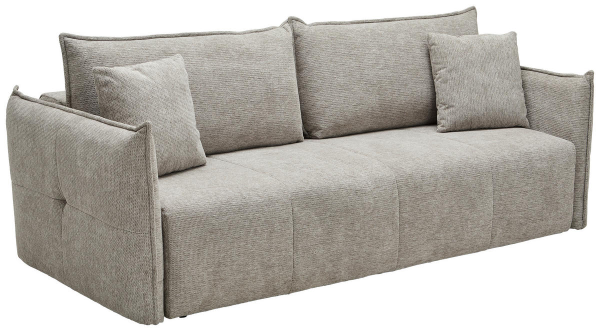 SCHLAFSOFA Webstoff Taupe  - Taupe/Schwarz, KONVENTIONELL, Kunststoff/Textil (224/90/107cm) - Carryhome