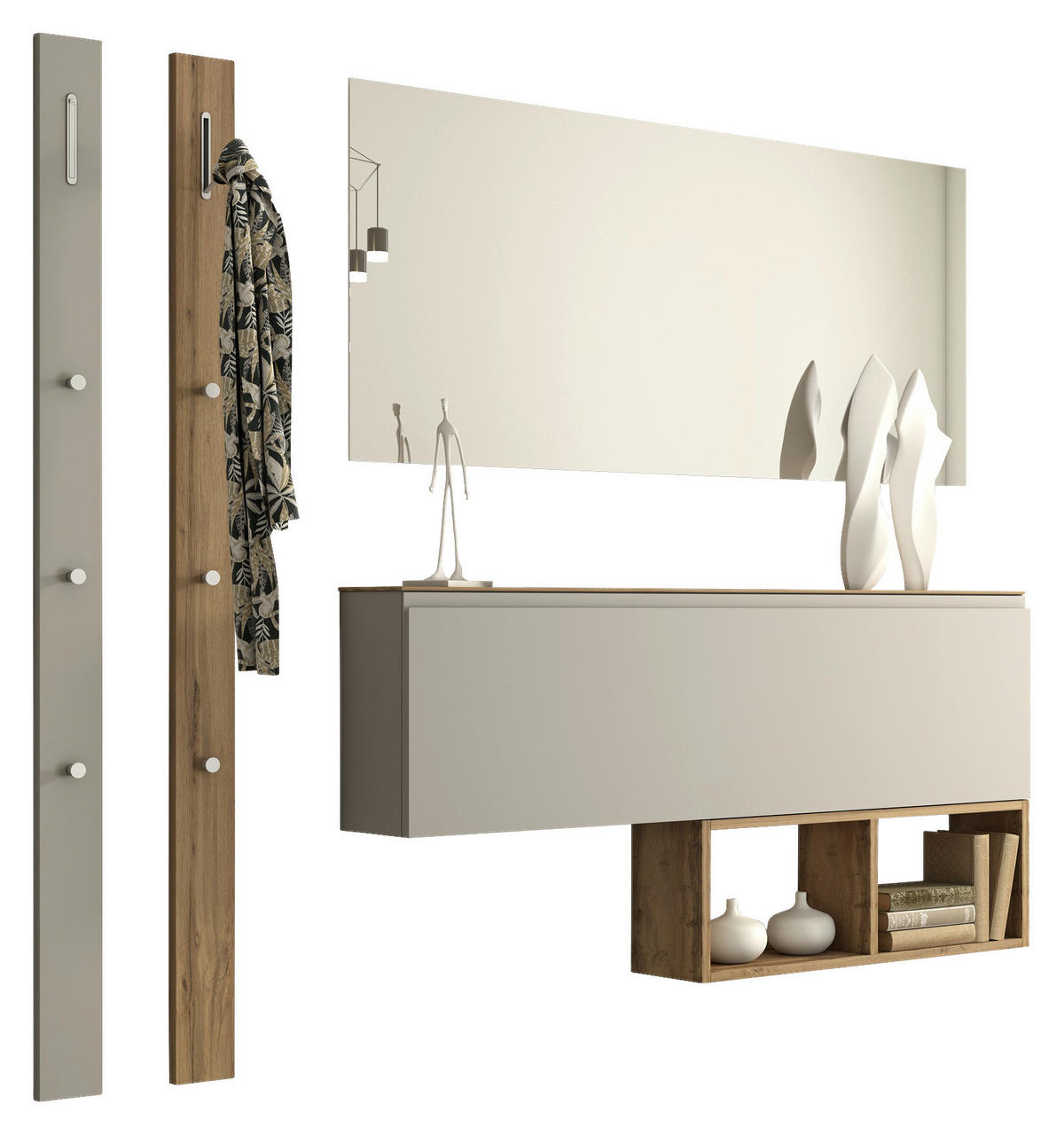 GARDEROBE 5-teilig  in 180/185/22 cm  - Sandfarben/Eichefarben, Design, Holzwerkstoff (180/185/22cm) - Moderano