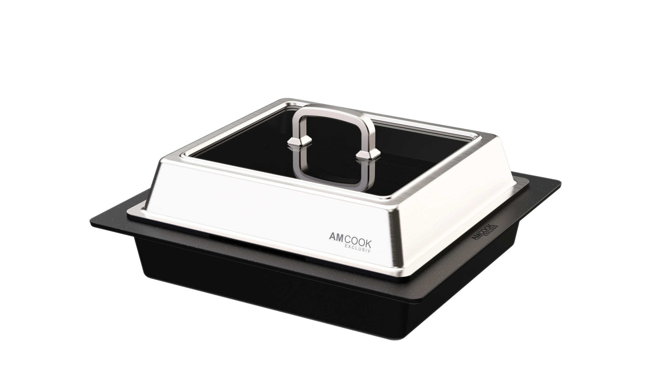 BRÄTER TEPPANYAKI 12 L  - Edelstahlfarben/Schwarz, Basics, Glas/Metall (42/46/16,4cm) - Am Cook
