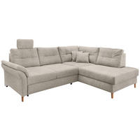 ECKSOFA Beige Chenille Bettkasten, Schlaffunktion, Sitztiefenverstellung, Kopfstütze, Liegefläche im Originalstoff  - Beige/Naturfarben, MODERN, Holz/Textil (264/206cm) - Livetastic