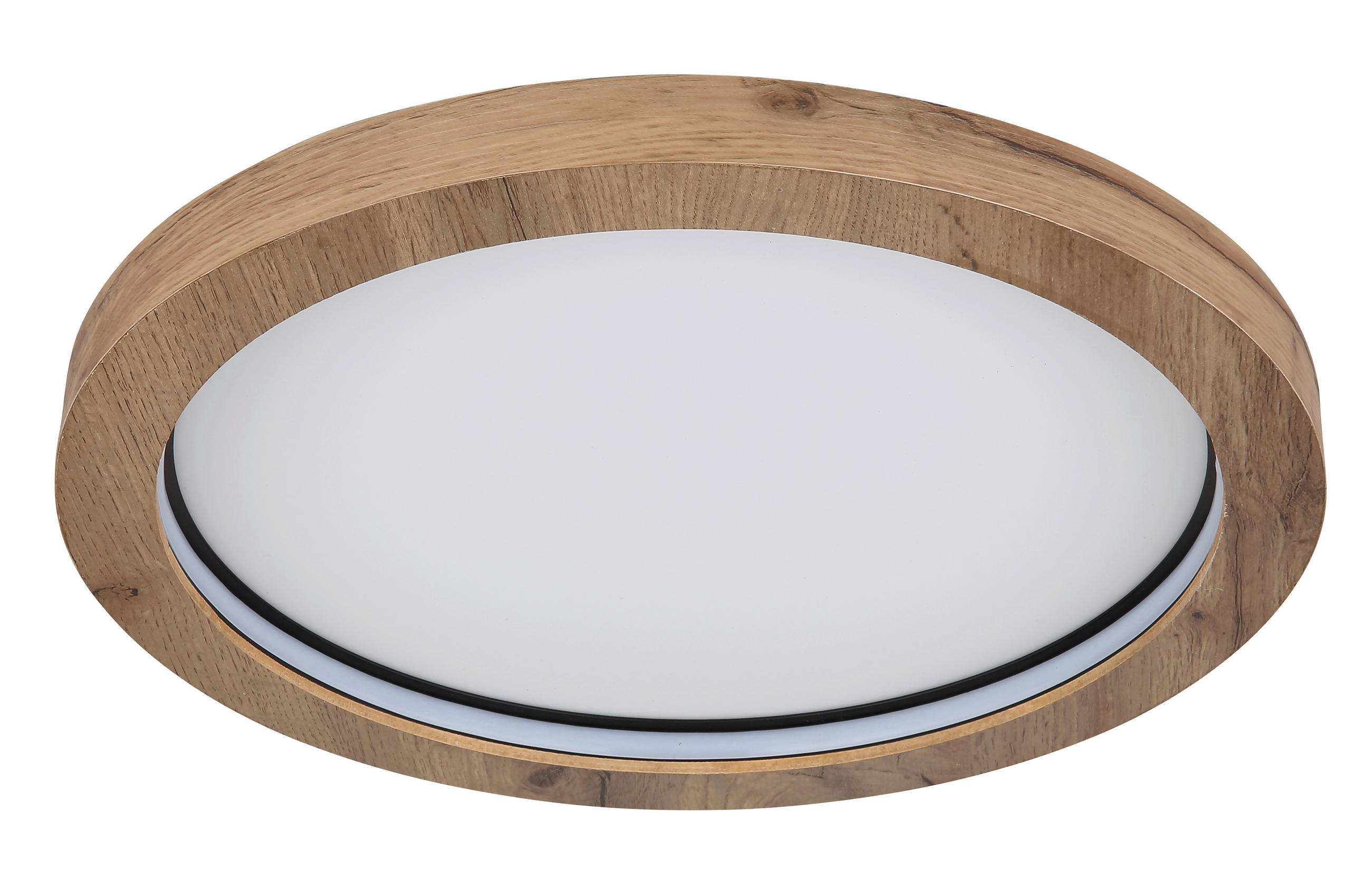 LED-DECKENLEUCHTE 40/6,5 cm   - Dunkelbraun/Opal, Natur, Holzwerkstoff/Kunststoff (40/6,5cm) - Globo