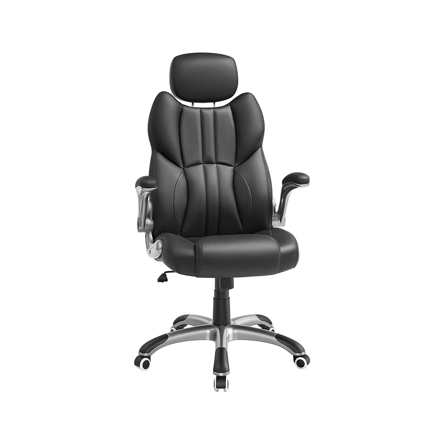 KANCELÁŘSKÉ KŘESLO, vzhled kůže, černá, barvy stříbra - barvy stříbra/černá, Basics, textil/plast (70/129/72cm) - Boxxx