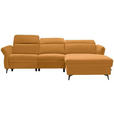 ECKSOFA in Echtleder Gelb  - Gelb/Schwarz, Natur, Leder/Metall (285/199cm) - Valnatura