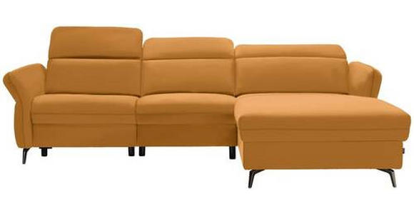 ECKSOFA in Echtleder Gelb  - Gelb/Schwarz, Natur, Leder/Metall (285/199cm) - Valnatura