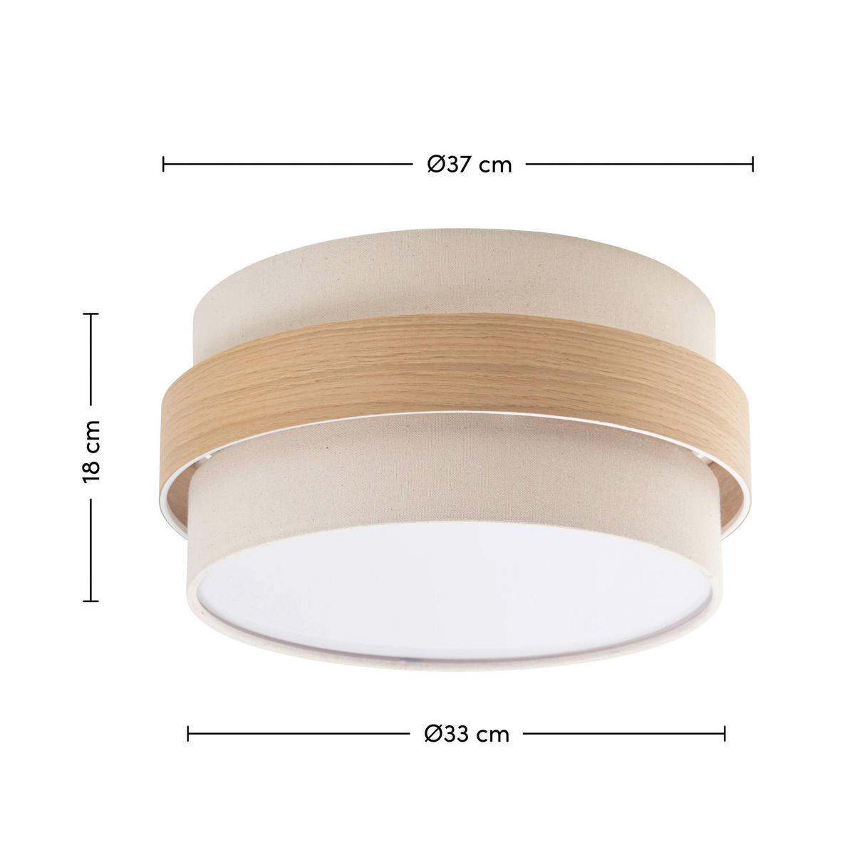 DECKENLEUCHTE  37/18 cm    - Naturfarben, MODERN, Holz/Kunststoff (37/18cm) - Novel