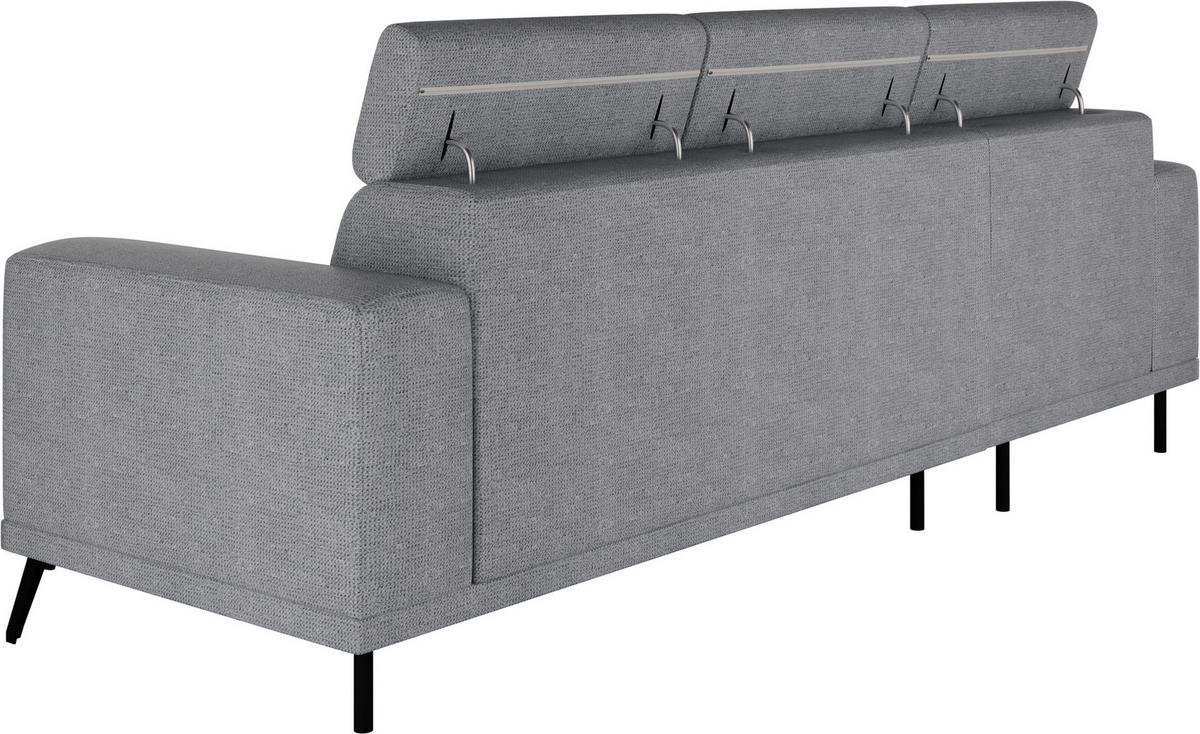 ECKSOFA Grau Chenille  - Schwarz/Grau, KONVENTIONELL, Textil/Metall (178/264cm) - Hom`in
