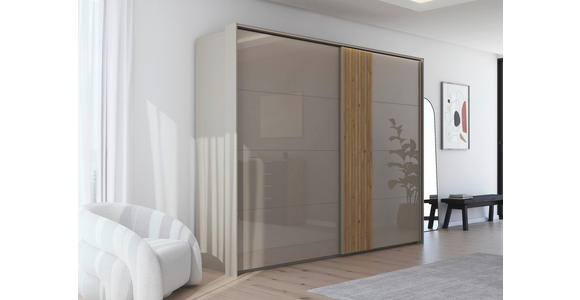 SCHWEBETÜRENSCHRANK 281/223/68 cm 2-türig Eichefarben, Fango - Fango/Eichefarben, Design, Glas/Holzwerkstoff (281/223/68cm) - Novel