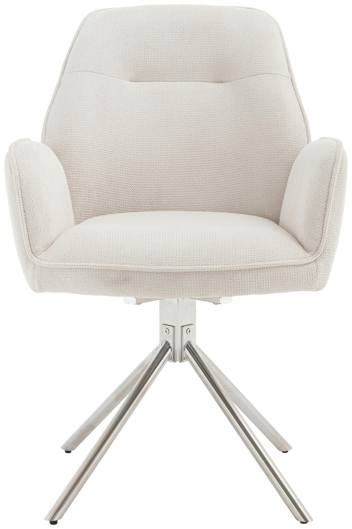 ARMLEHNSTUHL  Sitzfläche 180° drehbar, automatische Rückholfunktion Chenille  - Edelstahlfarben/Creme, MODERN, Textil/Metall (60/89/64cm) - Livetastic