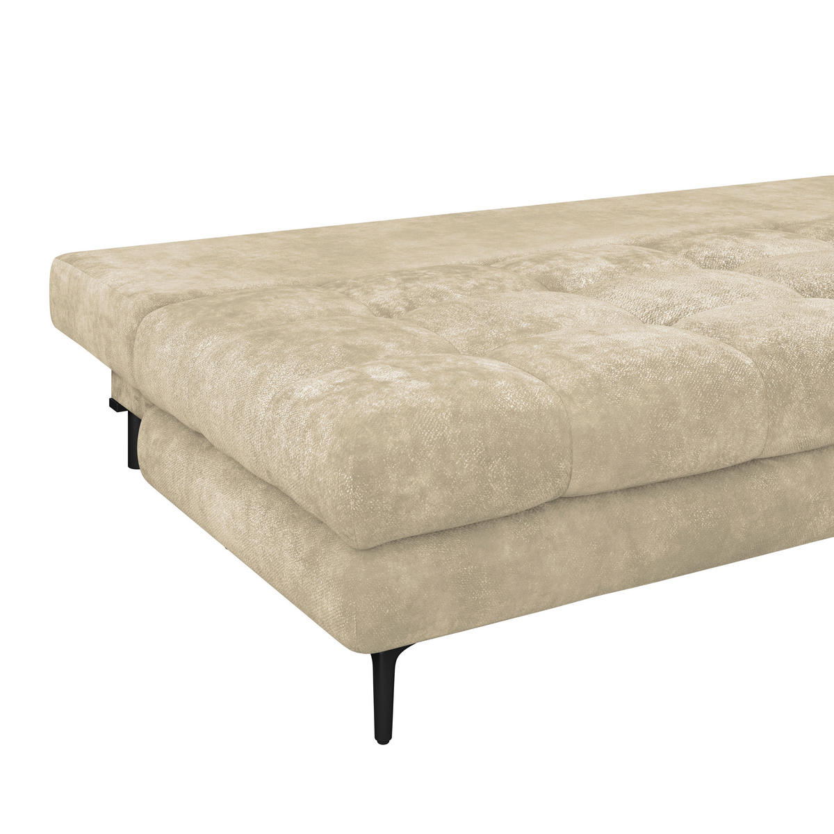 SCHLAFSOFA  mit Liegefunktion, Schlafen auf Sitzhöhe, Rücken echt Chenille Beige  - Beige/Schwarz, KONVENTIONELL, Textil/Metall (203/94/96cm) - Carryhome